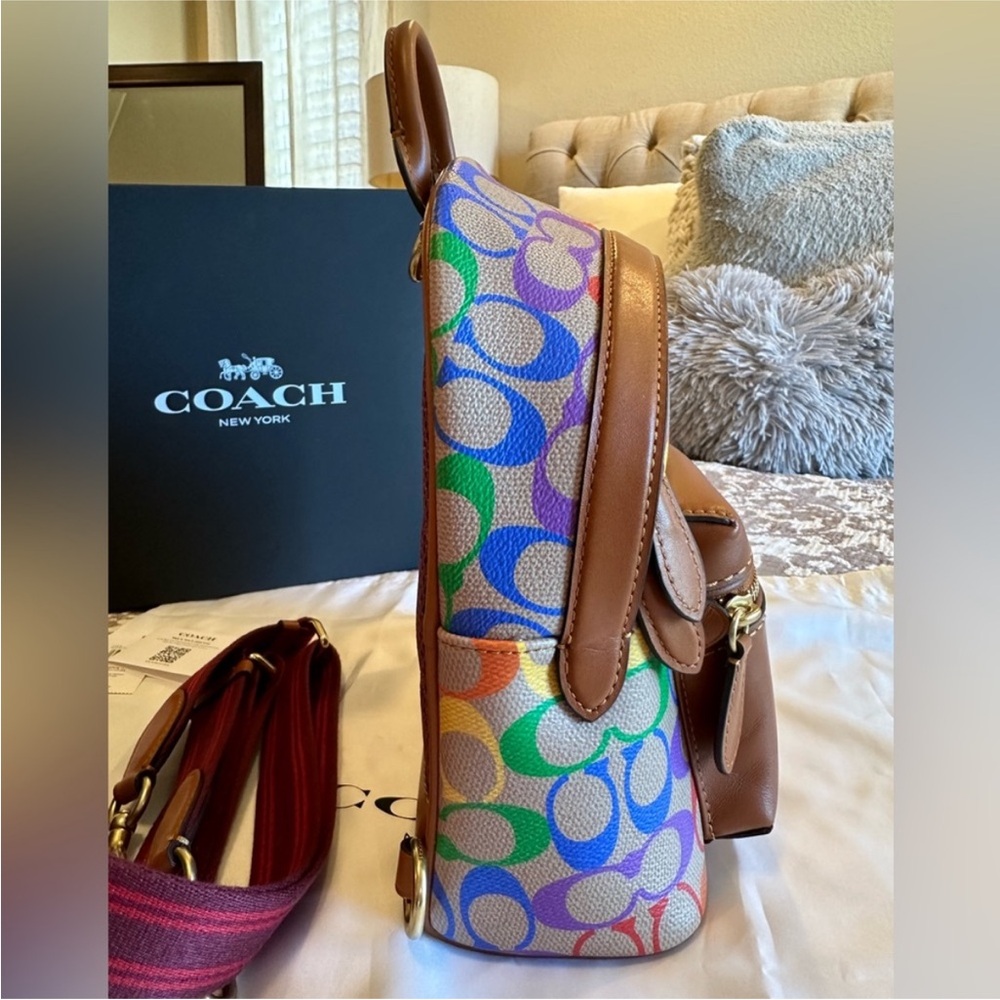 Coach Charter Backpack 18 In Rainbow Signature Canvas - Picture 8 of 16